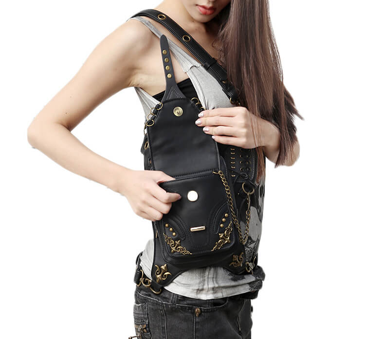 CMX GETFASIONBAGS-Gothic-Flap-Waist-Bags-Unisex-motorcycle-Leather-Thigh-Packs-Retro-detail 5
