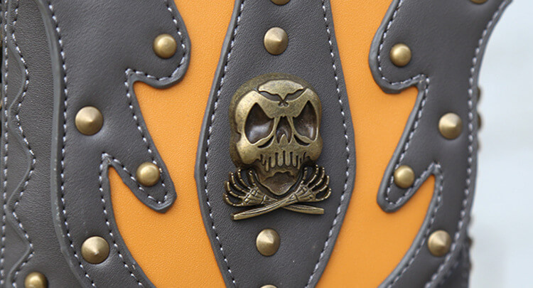 Steampunk Waist Bags Unisex Skull Leather Cross Body Thigh Packs detail 14
