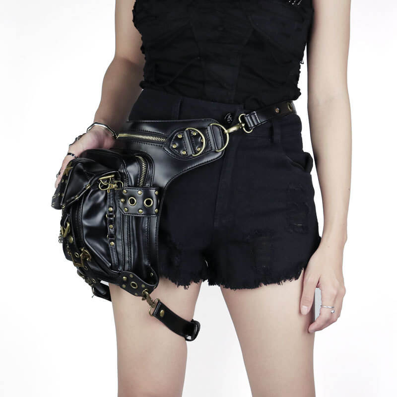 Cheap high quality black steampunk waist bags motorcycle bag for sale - CMX